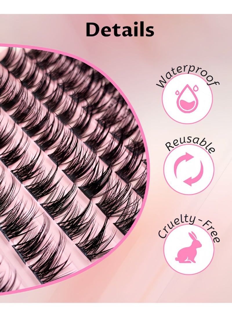 خاجول عبوة من 120 رموش صناعية منفوشة، وصلات رموش اصطناعية لمظهر طبيعي، قابلة لإعادة الاستخدام مع لاصق لاصق (أسود) - Image 3